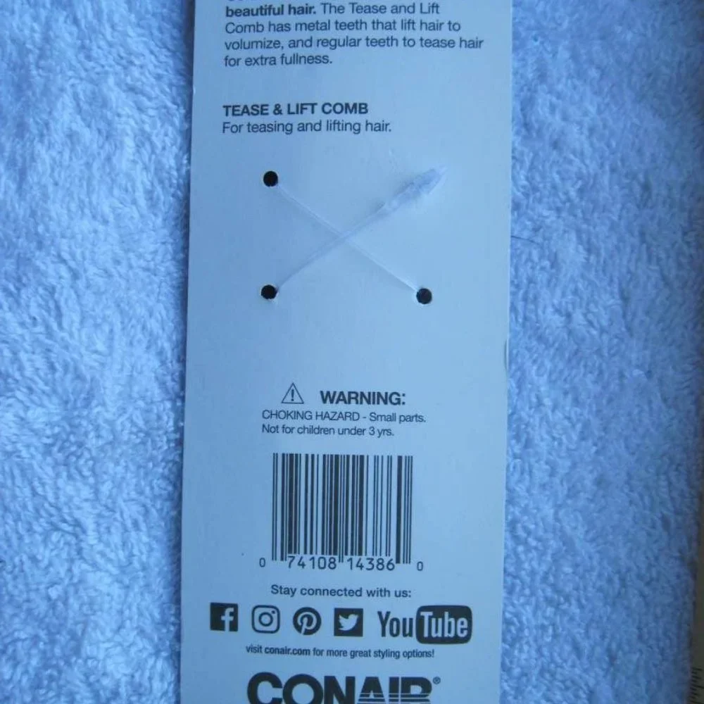 Conair Hair Teasing Comb & Lift Metal Pick Combination Tool Volume Fullness 2018